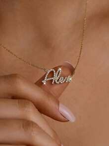 Custom Diamond Name Necklace, Bling Name Necklace, Personalized Necklace, Gold Name Necklace, Mother's Day Gift, Custom Jewelry Gift For Her - Full Diamond Necklace 1 - View 9