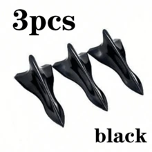 3pcs Carbon Fiber Black Shark Fin Roof Spoiler, Stylish Bumper Decoration, Enhances Appearance, Auto Parts - Shark Fin Tail - View 7