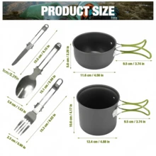 Bộ dụng cụ nấu ăn ngoài trời di động 1 món với tay cầm có thể gập lại, nồi nấu ăn cắm trại ngoài trời, dụng cụ nấu ăn leo núi, bộ dụng cụ nấu ăn dã ngoại, đồ dùng cắm trại, phù hợp cho 1-2 người, bộ nồi chảo nhỏ gọn, bộ thìa nĩa, thích hợp cho du lịch bụi, leo núi, dã ngoại và cắm trại, dụng cụ cắm trại thiết yếu - Nhiều màu - Xem 9