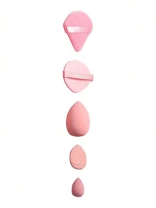 5/10/20/30/40/50/60/80/100pcs Makeup Tool Set Includes: 10pcs Liquid Makeup Sponges + 10pcs Mini Liquid Makeup Sponges + 10pcs Powder & Setting Triangular Puffs + 10pcs Face Makeup Air Cushion Puffs + 10pcs Mini Face Concealer Air Cushion Puffs - Watermelon Pink - View 6