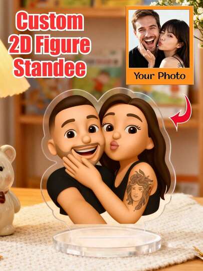 Customized Portrait Figurine, Personalized Digital Portrait Art, Photo To Cartoon Acrylic Memorial Plaque, Wedding Souvenir, Personalized Acrylic Memento, Anniversary Gift, Perfect Memento For Special Occasions, Personalized Photo Stand