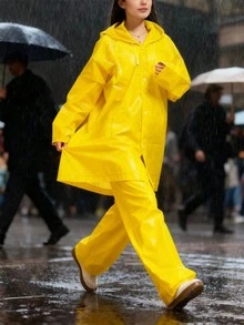 两件套包含雨衣和雨裤，加厚成人防水雨衣和雨裤，带帽全身雨衣，便携式户外防水外套，长袖连体雨衣，适合成人户外骑行、徒步旅行 - 女款雨衣 - 查看 12