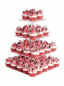 Giá trưng bày bánh nhiều tầng hình tròn bằng acrylic, thích hợp cho tiệc cưới, sinh nhật, tiệc tráng miệng và các dịp lễ khác. - Trong sáng - Xem 1