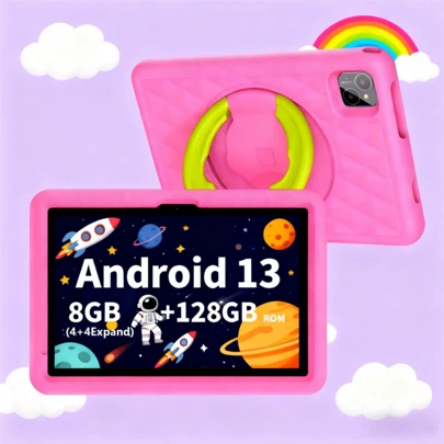 Unleash Their Potential! This Android 14 Kids' Tablet Features An 8-Core Processor, 8GB RAM (4GB + 4GB Expansion), And 128GB Storage For Endless Learning And Fun On Its 10.1-Inch 1280*800 IPS HD Screen. Stay Connected With 5G WiFi + WiFi 6, Enjoy Hours Of Play With The 8000mAh Battery, And Capture Memories With Dual Cameras. Parents Love The Parental Controls And Pre-Installed Educational Apps, All In A Durable Protective Case!