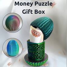 2026年复活节彩蛋造型现金拼图盒，可装现金礼物，神秘拼图惊喜礼物，蛋形迷宫礼盒，带隐藏隔层的彩蛋拼图礼盒，可装现金、礼物、珍宝，可重复使用，适合成人，圣诞节、万圣节、生日、复活节等场合。 - 彩色 - 查看 2
