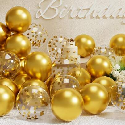 50cm/12" Gold Glitter Metallic Balloons, Colorful Paper & Star Design, Suitable For Weddings, Birthdays, Graduations, Gender Reveals, And Various Occasions, Indoor/Outdoor Party Decor, Celebration Balloons | Star Shaped Balloons | Metallic Balloons, Metallic Material Balloons