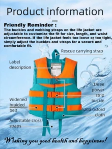 1pc Adjustable Buckle Life Jacket, High Buoyancy, Suitable For Boating, Fishing, Rafting, Kayaking, Surfing, Sailing, And Pool Floats, Emergency Flood Prevention Equipment - Orange - View 2