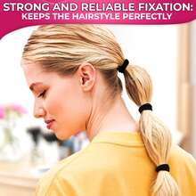 100pcs Seamless Thick Women's Black Hair Rings, Fashionable And Simple Elastic Hair Bands, Non-Damaging Ponytail Hair Ropes, Suitable For Daily Use - Black - View 4