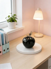 Un adorno con forma de manzana negra, elaborado con un estilo creativo y lujoso, adecuado para fiestas, escritorios, oficinas, decoración del hogar y como un regalo perfecto para cumpleaños o graduación. - Múltiples estilos - Ver 6
