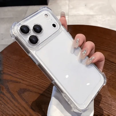 1 pieza Funda protectora transparente de TPU con esquinas antideslizantes y chapada en metal compatible con iPhone 17 Pro Max/17 Air, 11, 15 Pro Max, 14 Pro Max/Galaxy S25 Ultra, S2 FE, SAM A25, A56/Honor/ Note 13 Pro/12C/13C/14C/Note 14