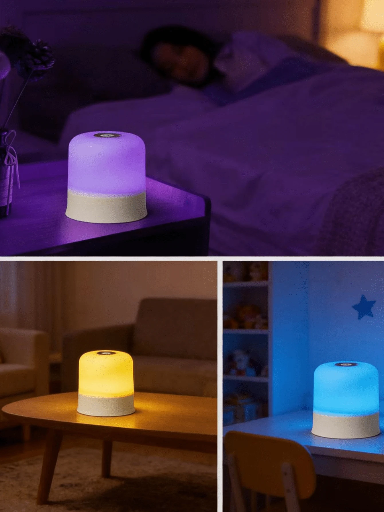 1pc Bedside Lamp, 7 Color Modes Sleep Lamp, Eye-Caring Desk Lamp For Teenagers, Touch Control, USB Powered Portable Night Light For Bedroom, Living Room Or Office, LED - Multicolor - View 1