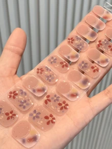 固化凝胶美甲贴，透明底胶，20片装，需使用UV灯固化，沙龙品质，持久耐用，ES20跨境批发代发货红皮书同款美甲贴纸，指尖美甲贴纸 - 彩色 - 查看 6