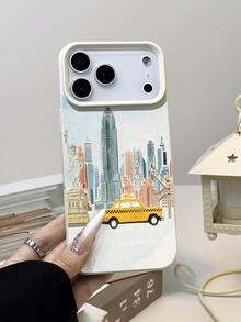 1个极简旅行城市出租车荔枝纹理软质防震防滑手机壳，适用于苹果手机 - 彩色 - 查看 5