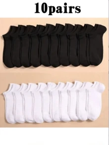 20 paires de chaussettes bateau unisexes noires et blanches, confortables, douces, respirantes et fines, convenant à toutes les saisons, grande taille - Multicolore - Voir 6