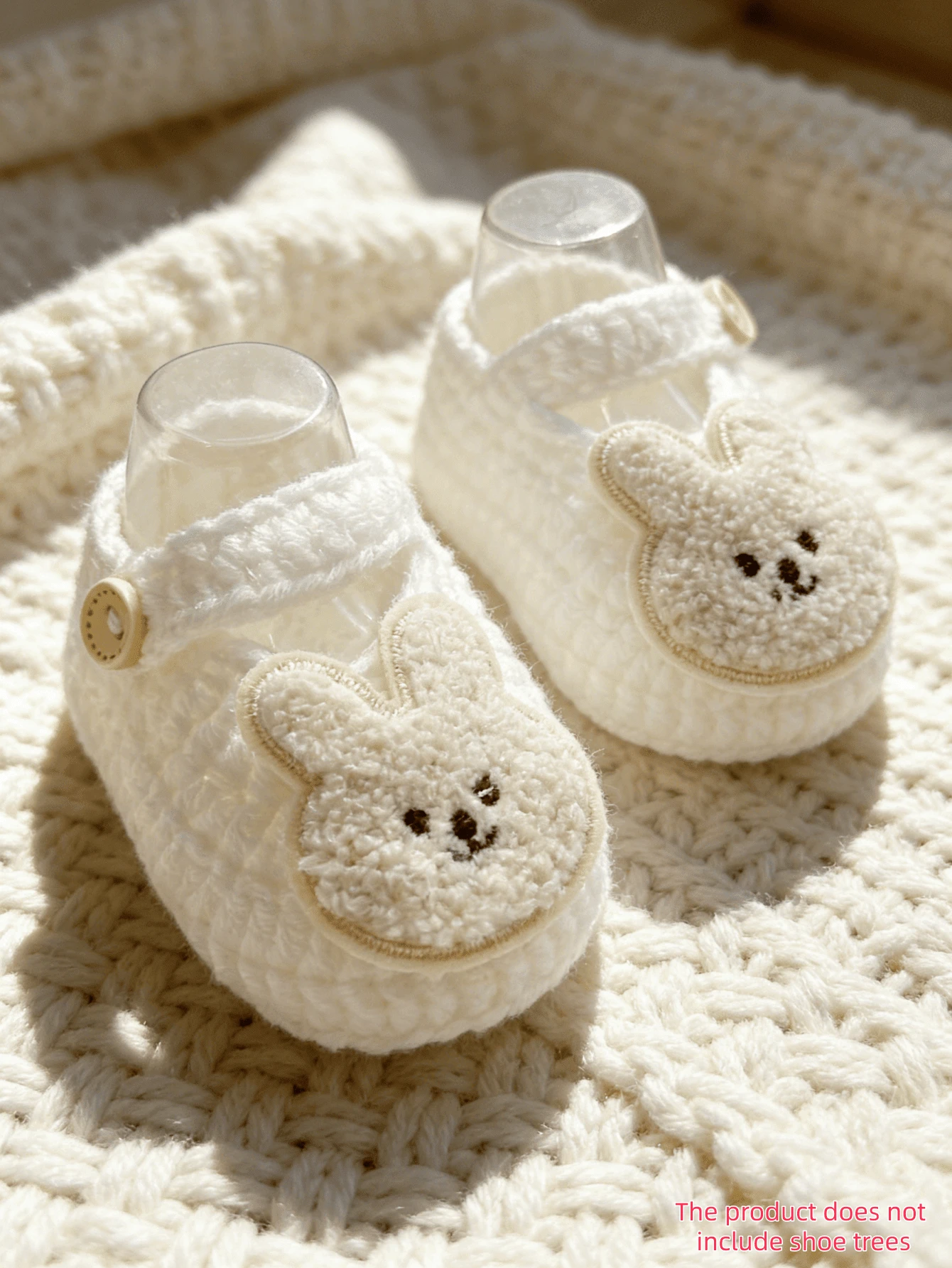 1 Pair Infant Rabbit Applique Slippers, Beige & White Infant Shoes - White - View 1