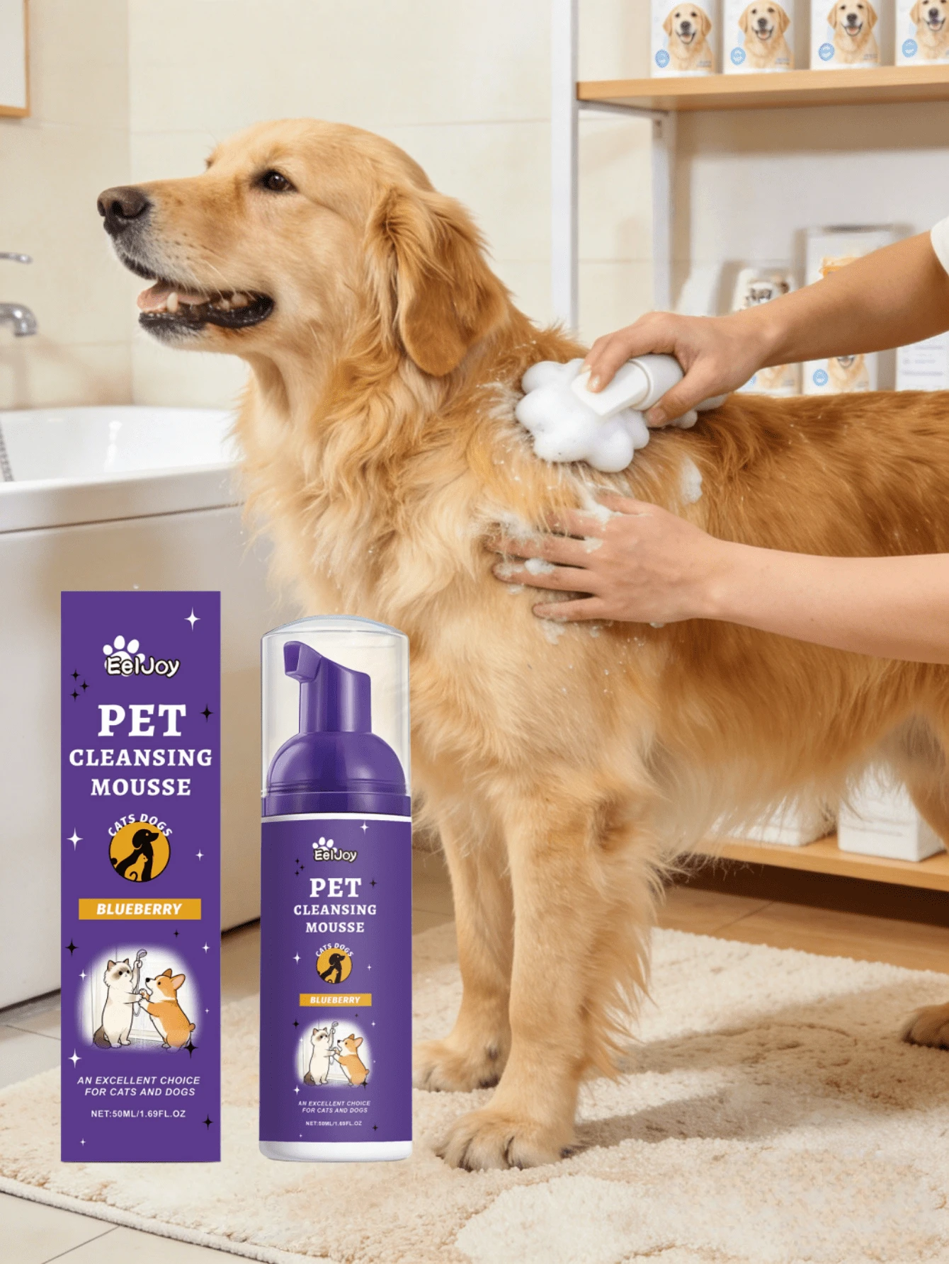 Pet Grooming Mousse, Gentle Ingredients Clean Odor, Keep Pet Fur Smooth And Shiny