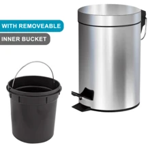 Crystals 3L Stainless Steel Pedal Bin With Removable Inner Bucket – Compact Kitchen & Bathroom Waste Bin - Pedal Bin - View 3