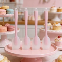 Bộ thìa silicon nhà bếp, chịu nhiệt 450°F, dẻo dai, chống dính, không mối nối, dùng được trong máy rửa chén (Xanh lá cây/Xanh da trời/Hồng, 2/4 bộ) - Màu xanh chanh - Xem 13