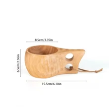 1 chiếc cốc gỗ, cốc sữa bằng gỗ cao su, cốc cà phê kiểu Phần Lan có tay cầm, cốc chịu nhiệt dùng ngoài trời khi cắm trại. - Màu be - Xem 21