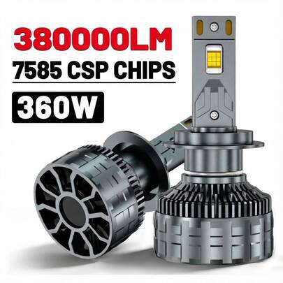 HYNBYZJ 1 paire de phares LED H7 H4 H11 380W Haute puissance H1 H9 HB4 HB3 9005 9006 9012 9007 HB5 9008 H13 Lampe Turbo 6000K Blanc Éclairage de voiture