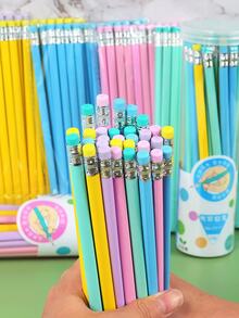 Customized Text LOGO Candy Color Triangle Pencil, Writing, Sketching, Drawing Pencil, Learning Stationery With Eraser, HB Pencil, Macaron Wooden Pencil, Jelly Pencil, Perfect Gift For Friends, Teachers, Family, Colleagues For Daily Office And Student Use - Multicolor - View 9
