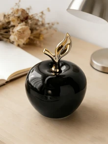 Un adorno con forma de manzana negra, elaborado con un estilo creativo y lujoso, adecuado para fiestas, escritorios, oficinas, decoración del hogar y como un regalo perfecto para cumpleaños o graduación. - Múltiples estilos - Ver 2