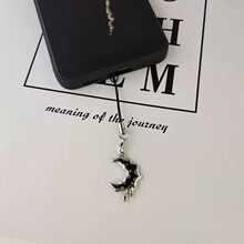 Melting Star & Moon Phone Lanyard, Dark Style Phone Charm, Decorative/Elegant High-Quality Couple/Best Friend Keychain, Suitable For Smartphone, Camera, Card Case, USB Drive - Black - View 6