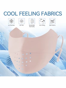 Women's Summer Sun Protection Invisible Mask, Breathable Ice Silk Half Face Cover, Sunshade & Anti-UV, 3D Slim & Thin Design - Hot Pink - View 7