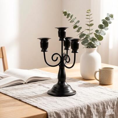 Chân nến 4 đầu, Chân nến kim loại sang trọng, Hoa giả kiểu Bắc Âu trang trí phòng khách, phòng ăn, nhà cửa, hoa lụa, dùng cho đám cưới, trang trí nhà cửa, tiệc tùng, trang trí nhà cửa dịp lễ, cầu hôn, thư giãn bằng liệu pháp hương thơm, trang trí nhà hàng và quán cà phê.