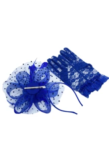 Presilha de chapéu feminina encantadora, acessório de cabelo para casamento/chá da tarde, e luvas curtas com laço de renda, praia, viagem. - A - Ver 4