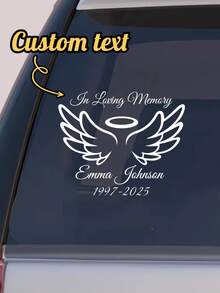 Stiker Mobil Peringatan yang Dipersonalisasi - Stiker Peringatan Sayap Malaikat Kustom dengan Nama dan Tanggal | Stiker Jendela Mobil Peringatan RIP | Stiker Peringatan Tahan Air untuk Jendela Mobil, Truk, SUV | Stiker Penghormatan Peringatan Duka Cita | Stiker Mobil Peringatan Kustom dengan Halo dan Sayap Malaikat, Stiker Peringatan Luar Ruangan Tahan Lama untuk Laptop atau Dinding - MultiWarna - View 2