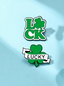1/2PCS Classic Shamrock Design With White Ribbon Alloy Brooch, Delicate And Eye-Catching. Ideal For St. Patrick's Day Themed Looks, Also Works As A Daily Lucky Accessory For Casual Wear. A Sweet And Meaningful Gift Choice For Graduations, Birthdays, Holidays And Small Gifting Occasions. - Multicolor - View 6