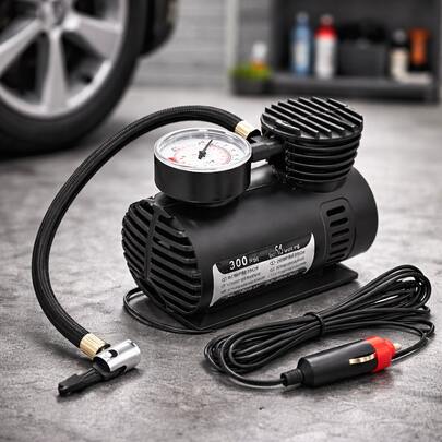 Compresor de Aire Portátil 12V para Auto – Inflador de Llantas 250 PSI con Manómetro y Accesorios