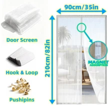 Puerta de pantalla magnética - Diseño sin costuras y autosellante, fuerte protección contra insectos, segura para niños y mascotas, entrada y salida sin manos fácil - Blanco - Ver 14