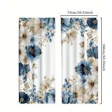 2 PIEZAS Cortinas elegantes con estampados planos 2D en blanco, azul y verde. Con diseño de bolsa para barra, las cortinas de poliéster semi transparentes son adecuadas para decorar tu sala de estar, dormitorio, oficina o cocina - Multicolor - Ver 7
