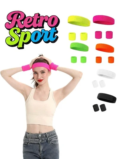 3pcs Sports Wristband And Headband Set - Unisex Wristband And Headband Combo, Suitable For Workout, Halloween And Other Occasions