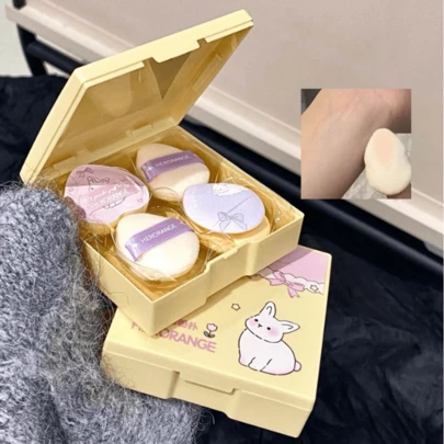 5pcs Pinch Thumb Makeup Sponge Set, Flocked Powder Puff Makeup Applicator, Dry & Wet Use With Case