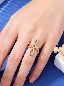 18K Gold Plated Copper Chinese Knot Ring, Versatile Daily Wear For Women - Orange - View 2
