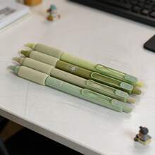 一盒4支装抹茶绿海绵握柄伸缩圆珠笔，0.5毫米笔尖，书写流畅，高品质文具套装，适合学生和办公人士使用。 - 套裝 - 查看 3