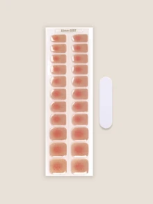 Semi Cured Gel Nail Strips, 20Pcs Long Lasting Salon Quality Wraps, Easy Apply & Remove Gel Nail Stickers With UV Light - Camel - View 3