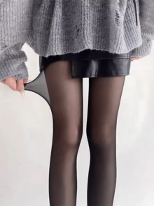 1双女士性感渔网连体袜，适合圣诞节、新年、情人节穿着 - 黑色 - 查看 2
