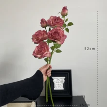 1/2/3支仿真玫瑰花，52厘米假花，适用于墙面、客厅、卧室、婚礼、派对装饰、桌面摆件、家居、书桌装饰、厨房、婚礼、餐桌摆件、中心装饰品、办公室、花园、户外、房屋、庭院装饰，适合春、夏、秋、冬四季。 - 紅色 - 查看 6