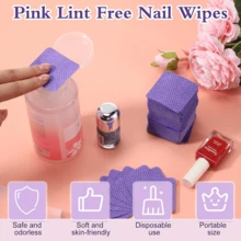 2000/1000/200 片装指甲清洁湿巾 - 专业无绒指甲油卸除棉片，UV凝胶清洁湿巾，无香型指甲准备和抛光清洁工具（紫色） - 紫色 - 查看 2