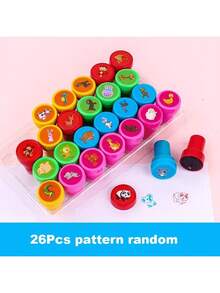26 piezas de sellos de animales lindos - Ideal para educadores, celebraciones y proyectos de manualidades - Material de plástico (26 patrones aleatorios), esencial para el regreso a la escuela - Multicolor - Ver 5