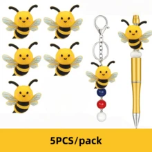 5PCS Best-Selling 3D Silicone Beads: Focus Beads For Cute Bee And Animal Crafts – DIY Pen, Phone Strap, Bags And Suitcases And Keychain Craft Kit - Multicolor - View 8