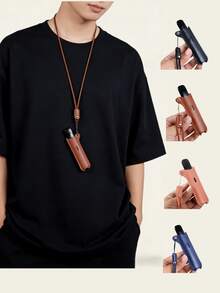 电子烟套/保护套，带挂绳，适用于RELX电子烟，采用羊皮纹理皮革制成，耐磨耐刮，商务休闲两用，纯色PU材质，简约风格，男女皆宜。 - 彩色 - 查看 2