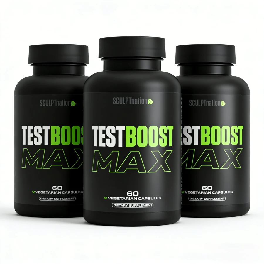 SCULPTnation TESTBOOST MAX - Suplemento de testosterona a base de plantas, 60 cápsulas para la resistencia y la vitalidad - 3 piezas - Ver 1