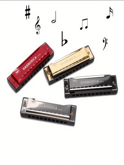 10-Hole Copper Core Blues Harmonica Instrument, Suitable For Beginners Practice - 10-Hole Beginner Harmonica, For Children And Adults, Professional Performance Grade 10-Hole Blues Harmonica - Durable Metal 10-Hole Harmonica, Easy To Play, Adult & Child Self-Learning Harmonica - Classic Checkered 10-Hole Harmonica, Children's Entry-Level, Adult Therapy Harmonica