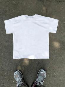 Unisex, Gender-Neutral Style-Tween Girl Cotten Clothes,Y2K-Inspired Letter Print T-Shirt - Casual Crew Neck, Short Sleeve, Machine Washable - Perfect For Spring/Summer/Fall,Fashion, Streetwear, Unisex, Men, Women - 白色 - 查看 3