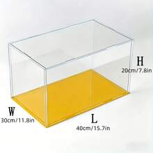 1pc Transparent Acrylic Display Case, Multiple Sizes Available, Plastic Assembly Dustproof Display Box, New Yellow Base, Suitable For Action Figures, Car Models, Building Blocks, Collectibles, Statues, Models - Yellow Base Display Box - View 52